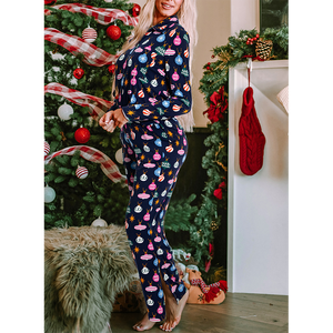 Dear-Lover vente en gros Boutique vêtements de salon ensembles chemise et pantalon imprimés lumières de Noël colorées Pijama <span class=keywords><strong>pyjama</strong></span> ensemble femmes - Product Image 3