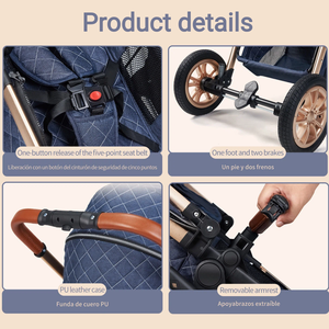 Poussette pliable à prix d'usine avec harnais 5 points, design haute vue, grand rangement, <span class=keywords><strong>barre</strong></span> amovible, pour tout-petit - Product Image 5