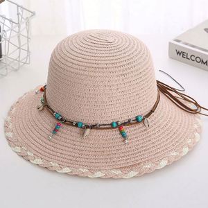 Sombrero de Paja para Mujer, Protección Solar para la Playa, Verano, Venta al por Mayor, con Decoración de Lazo - Product Image 3