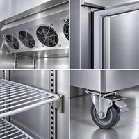 Réfrigérateur commercial à six portes, congélateur à double température, réfrigérateur vertical en acier inoxydable pour restaurant, cuisine