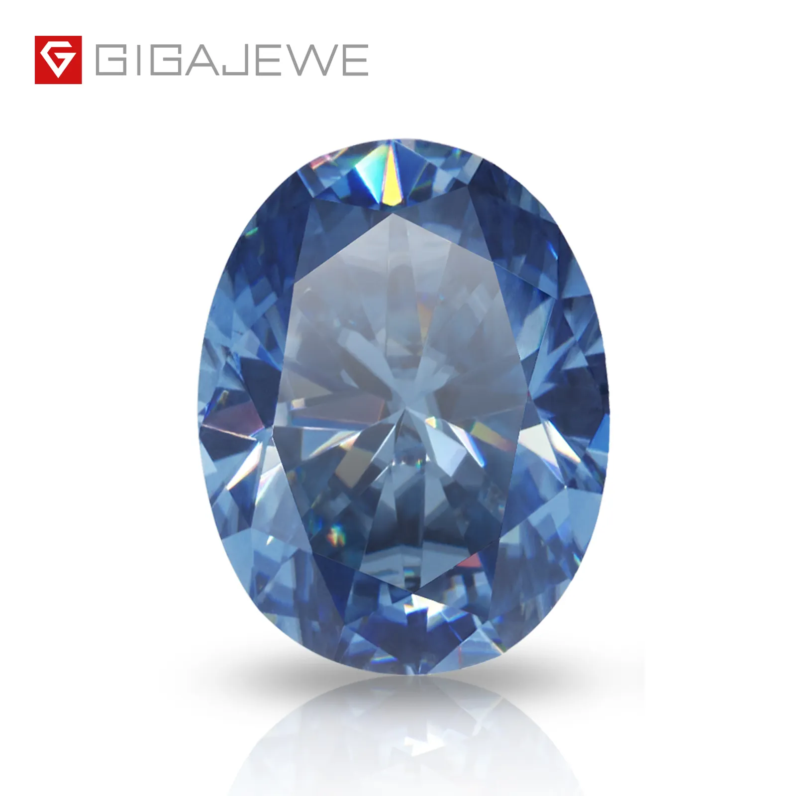 GIGAJEWE Blue color manual cut Moissanite Oval Cut for jewelry making Synthetic Gemstone