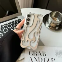 Nouvelle coque 3D à motif flamme pour Samsung Galaxy S24 S23 S22 Ultra A55 A16 A54 A06 A15 A14, coque souple fine et résistante aux chocs, design tendance
