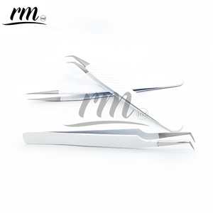 Pince à épiler pour extensions de cils avec logo personnalisé, en acier inoxydable professionnel, finition argentée, pointe à 3 branches, vente en gros, prix raisonnable - Product Image 6