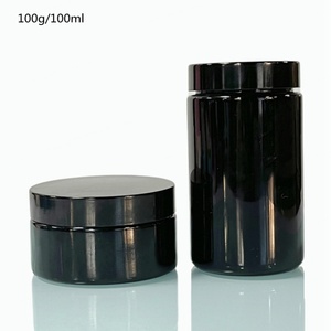 Venta al por Mayor de Frascos de Vidrio para Crema de Boca Ancha en Color Violeta Oscuro de 50 ml, 100 ml, 200 ml y 250 ml, Frascos de Vidrio Negros para Crema con Tapa de Baquelita - Product Image 4