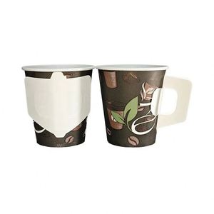 Gobelets en papier biodégradables personnalisables à paroi simple avec poignée, 7oz, 8oz, 9oz, 12oz, pour thé et café, vente chaude - Product Image 3