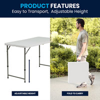 Tables pliantes en plastique HDPE blanc réglables en hauteur pour événements, mariages, fêtes, pique-niques, dîners en plein air, camping