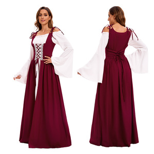 Vestido Largo Medieval Retro de Reina, con Hombros Descubiertos, Corte en A, de Gasa, para Bailes, Fiestas y Actuaciones Escénicas - Product Image 1