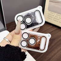 Protection d'objectif en verre trempé à absorption forte avec design pailleté effet sable mouvant pour iPhone 17 Pro Max