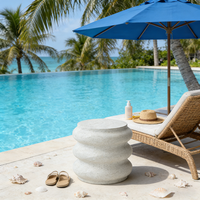 Table d'appoint en résine style terrazzo à bulles - Peinte à la main, style vacances à la plage et à la piscine - Table d'appoint avec design à bulles
