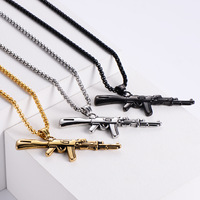 Collier pendentif de pistolet AK47 plaqué or rétro américain européen Chaîne à maillons de mode en alliage à la mode pour accessoires de vêtements de fête