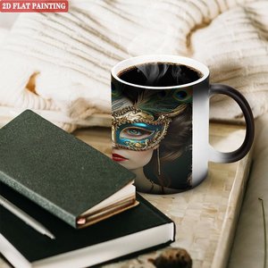 Taza de cerámica que cambia de color con el calor, 11 oz, negra mate, para sublimación, taza mágica para el hogar, la oficina o como regalo. - Product Image 3