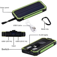 Batterie Externe Solaire en Gros 20000mAh Portable Étanche avec Câbles Intégrés Type C Charge Rapide pour Extérieur