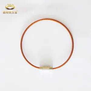 Xinhri नारंगी स्टेनलेस स्टील केबल कुंजी रिंग तार रस्सी तार कीचेन