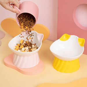 ชามอาหารแมวเซรามิกทรงโค้งมนสำหรับอุปกรณ์สัตว์เลี้ยงแมว - Product Image 4