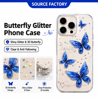 Coque de téléphone magnétique en TPU effet goutte de glace, haute qualité, motif papillon transparent, protection antichoc aux quatre coins pour iPhone 16 Pro