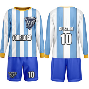 Camiseta de Fútbol Azul Cielo y Blanca Personalizada OEM ODM, Talla Grande Disponible, Tejido Transpirable para Entrenamiento y Partido - Product Image 1