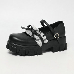 Zapatos de Mujer Estilo Lolita para Primavera/Otoño, con Lazo, Plataforma, Suela Gruesa, Diseño Casual de Una Sola Tira, en Cuero - Product Image 1