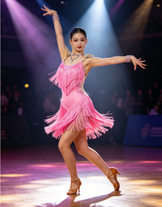 Abito Latino con <span class=keywords><strong>Frange</strong></span> Arancioni, Costume da Ballo Jazz e Tango, <span class=keywords><strong>Gonna</strong></span> da Ballo con Nappe per Spettacoli, Feste e Performance sul Palco per Donne - Product Image 5
