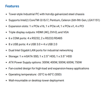 CANGHAN IPC-615G2-H110 Tower Industrial PC Chipset H110 Workstation Industri yang Dapat Diperluas dengan Slot PCIe PCI
