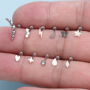 Pendiente <span class=keywords><strong>de</strong></span> Acero Quirúrgico 316L Chapado en Oro para Niños, 16G, con Circonita Cúbica, Joyería para <span class=keywords><strong>Piercing</strong></span> Corporal en Hélix, Cartílago y Tragus - Product Image 4