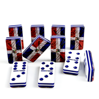 Jeu de dominos en acrylique personnalisé avec drapeau de la République dominicaine, double 9, 55 pièces, multicouche, 55x28x14mm, jeu de société familial en vrac