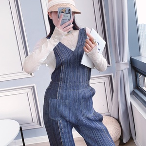 Primavera y verano Nueva tendencia de moda <span class=keywords><strong>Tirantes</strong></span> de mezclilla para mujer Pantalones casuales rectos delgados versátiles clásicos - Product Image 5