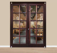 Puerta de aluminio plateado de estilo moderno con ventana superior, puerta de vidrio comercial para oficina, tamaño personalizado