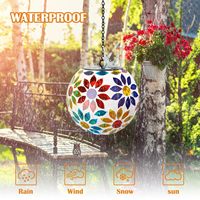 Lumière solaire en verre résistante à l'eau IP65, lumière LED en mosaïque suspendue, décoration de jardin extérieure pour Noël