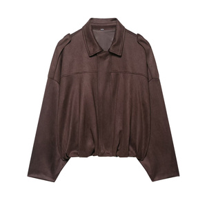 Blouson d'aviateur en simili daim à manches longues personnalisé pour femmes <span class=keywords><strong>manteau</strong></span> de style pilote fabricant direct de l'usine vente en gros <span class=keywords><strong>manteau</strong></span> de <span class=keywords><strong>velours</strong></span> pour vêtements d'extérieur - Product Image 2