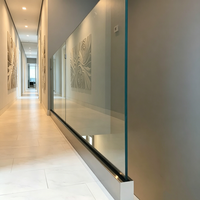 Garde-corps en verre sans cadre en aluminium en forme de U, traitement de surface résistant à la rouille, pour balcon, escalier, terrasse extérieure