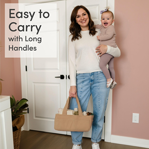 Panier de rangement élégant en velours côtelé moka pour chambre d'enfant, organiseur de couches pour bébé, pour table à langer - Product Image 4