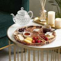 Offre Spéciale Plateau de Service Rustique en Bois d'Acacia Écologique pour le Petit-Déjeuner, le Thé, les Fromages et les Apéritifs, Personnalisable avec Logo, Idéal pour les Fêtes et comme Table Basse Décorative