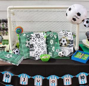 Sacs de fête de football <span class=keywords><strong>pour</strong></span> enfants thème de football <span class=keywords><strong>anniversaire</strong></span> bébé douche décoration friandises bonbons biscuits chocolat Biscuit faveur sac papier - Product Image 5