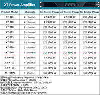 Amplificateur de puissance professionnel Paulkitson XT41800 de classe D à 4 canaux 4x1800W pour utilisation sur scène, construction métallique, impédance 4 ohms