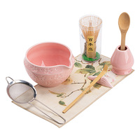 Ensemble Matcha en céramique huit pièces style Baiben avec bouilloire et bol, support Chasen et outils de style rétro Dehua – Cadeau idéal
