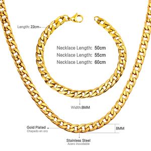 Collar de Cadena Cubana de Acero Inoxidable Personalizado con Oro de 18k y Cierre de Langosta para Conjunto de Joyería de Moda para Mujeres y Hombres - Product Image 2