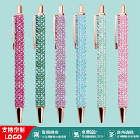 Stylo bille multicolore enroulé de strass et de perles, cadeau publicitaire féminin, papeterie de bureau professionnelle transfrontalière