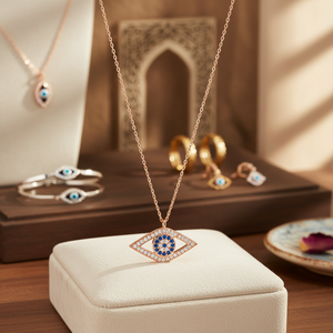 Nueva moda ojo turco diseño zafiro con piedra de circón turco al por mayor hecho a mano 925 joyería de plata esterlina - Product Image 3