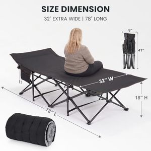 Tempat Tidur Lipat Portabel, Ranjang Lipat untuk Berkemah, Ranjang Lipat Dua Lapis Bahan Oxford, Tempat Tidur Perjalanan Portabel untuk Rumah, Kantor, Tidur Siang, dan Pantai Luar Ruangan - Product Image 6