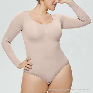 Corset gainant amincissant <span class=keywords><strong>ventre</strong></span> plat à manches longues, style européen et américain, grande taille, sous-vêtement une pièce sans couture en nylon, XS - Product Image 3