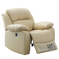 Sillón Reclinable Eléctrico de Diseño Japonés Moderno y Lujoso, de Cuero Sintético, con Masaje, Giratorio, Extensible, sin Brazos, Abierto