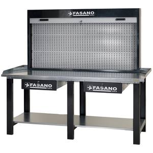 Fasano Tools Steel Workbench With Pegboard Back Panel And <b>Storage</b> Drawers For <b>Workshop</b> Use - Product Image 1