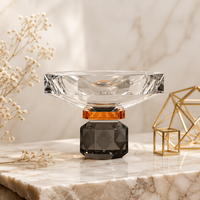 Bol en cristal facetté, centre de table décoratif, bol à fruits en cristal taillé ambre noir pour la maison, l'hôtel, ornement de luxe, cadeau