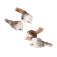 Jouets à mâcher pour animaux de compagnie en polyester écologique, peluche de souris en fourrure de lapin, jouet interactif pour chat