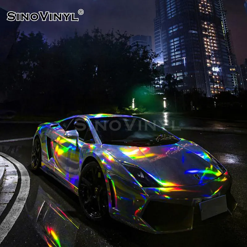 SINOVINYL Air Release Dry Application Sparkling Chrome Laser cambia colore Car Body Wrapping Vinyl Film