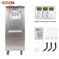 Machine à glace molle professionnelle 2+1 saveurs à faible bruit, sur pied, avec panneau de commande