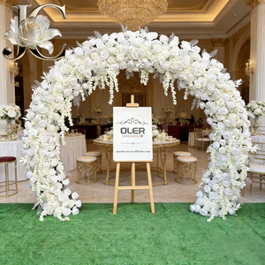 Mur <span class=keywords><strong>de</strong></span> fleurs en soie JC <span class=keywords><strong>Rose</strong></span>, toile <span class=keywords><strong>de</strong></span> fond murale 3D <span class=keywords><strong>de</strong></span> roses blanches 8ftx8ft pour événements <span class=keywords><strong>de</strong></span> mariage - Product Image 1