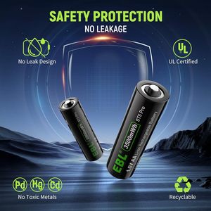 Piles AA rechargeables préchargées EBL, lot de 4, 1,5 V, 3500 mWh, Li-ion, longue durée, cylindriques, lithium-ion - Product Image 3