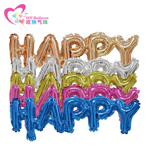 HT Toy <b>Balloon</b> Happy Letter Foil <b>Balloons</b> Metallic Mixing Color Birthday Party Street Stalls Decorations - Product Image 1