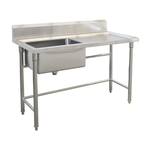 Évier commercial en acier inoxydable, évier de blanchisserie, évier de cuisine à cuve unique avec égouttoir, adapté aux cuisines et salles à manger - Product Image 1